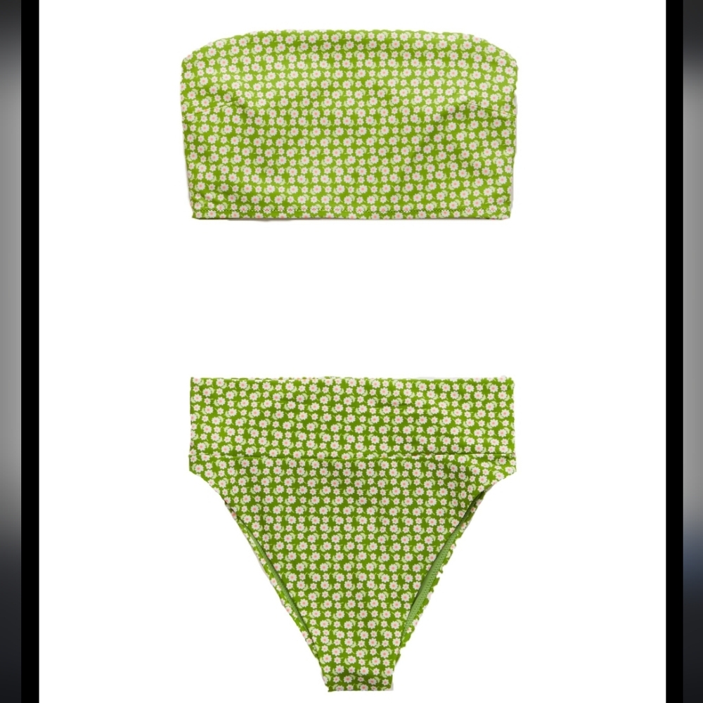 Aerie Green Floral 2 Piece bathing suit Small NWT